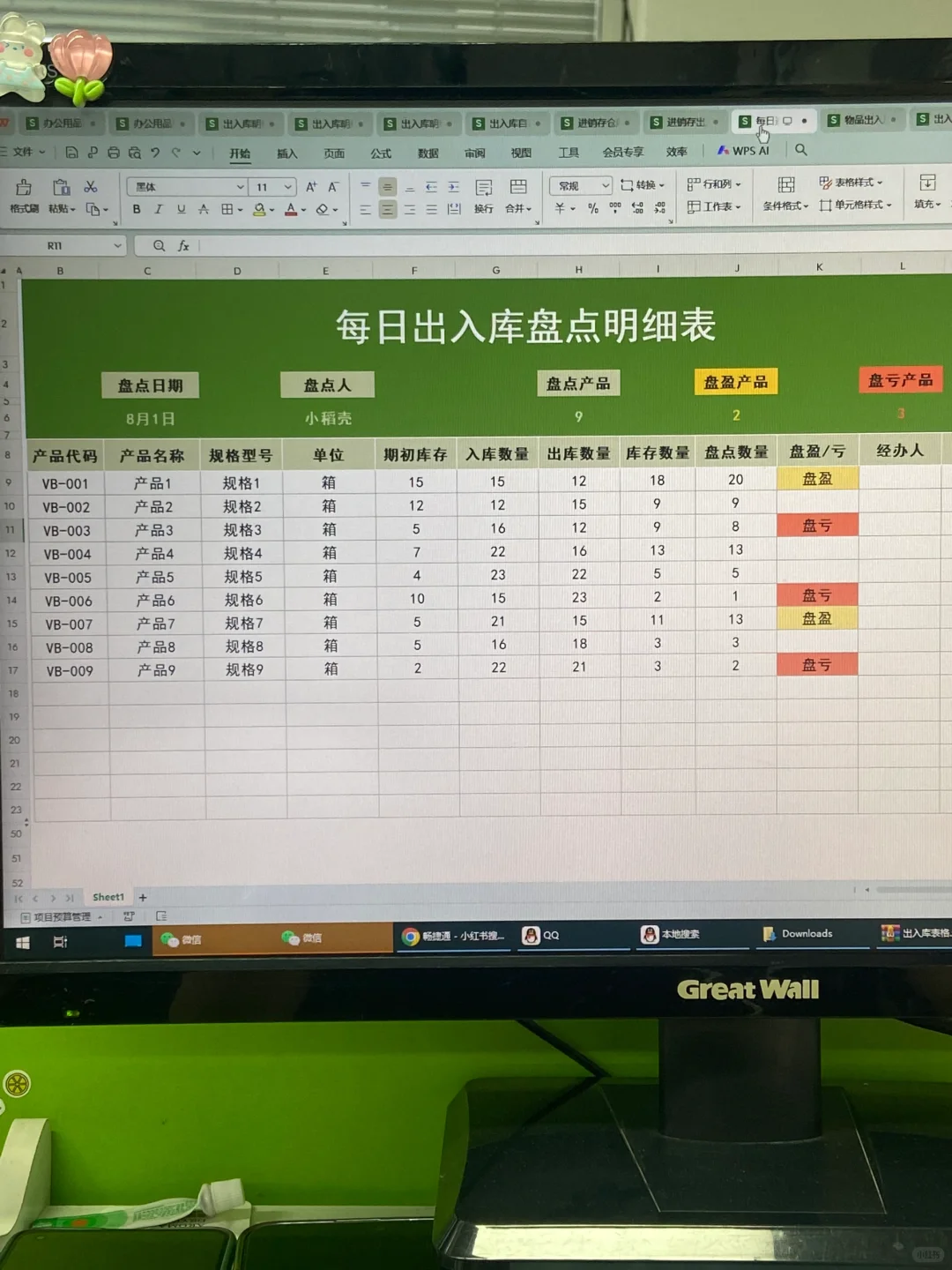 终于把库存明细表整理清楚了！??