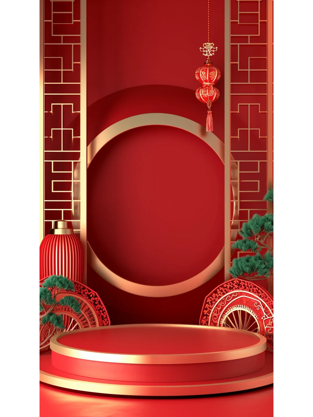 Midjourney | 红色质感电商展台背景图分享