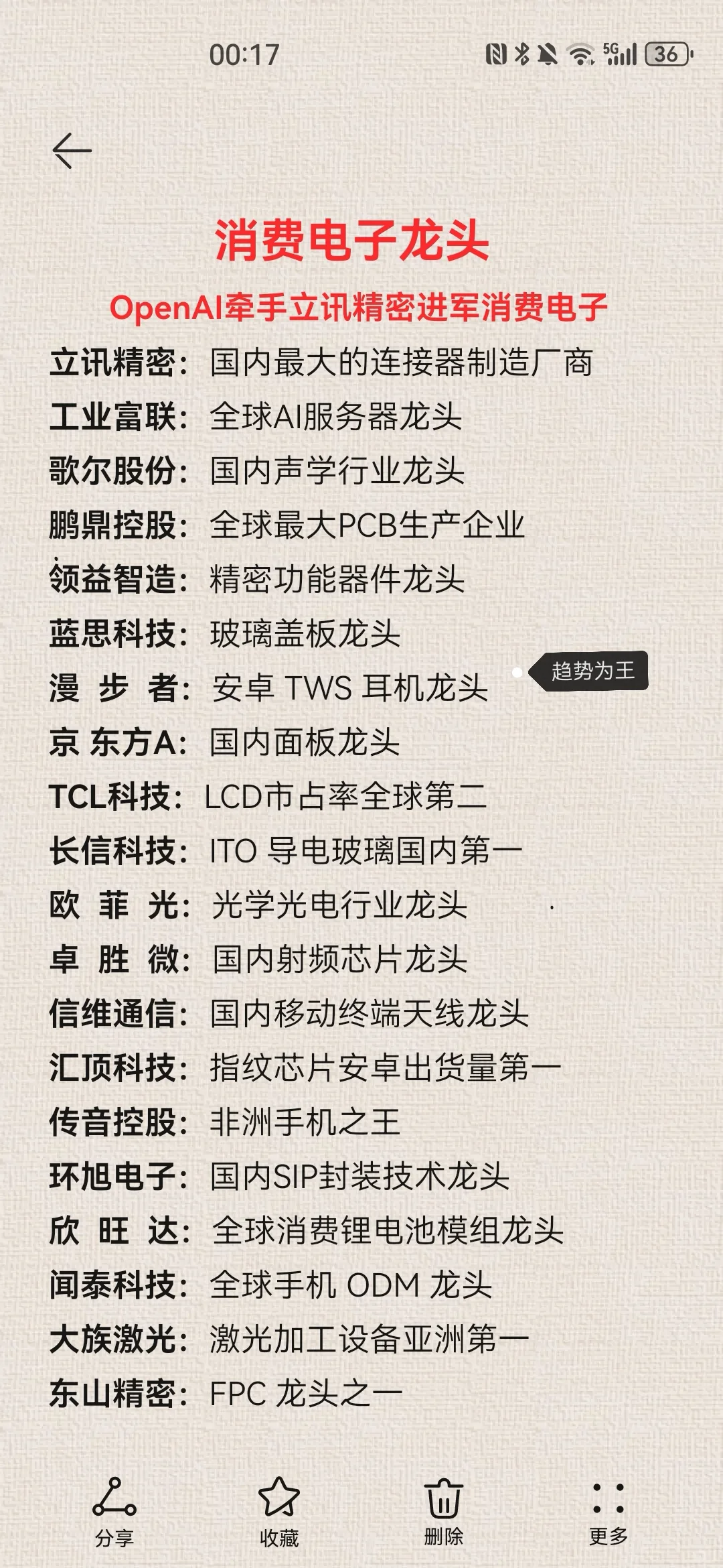 消费电子主线任务