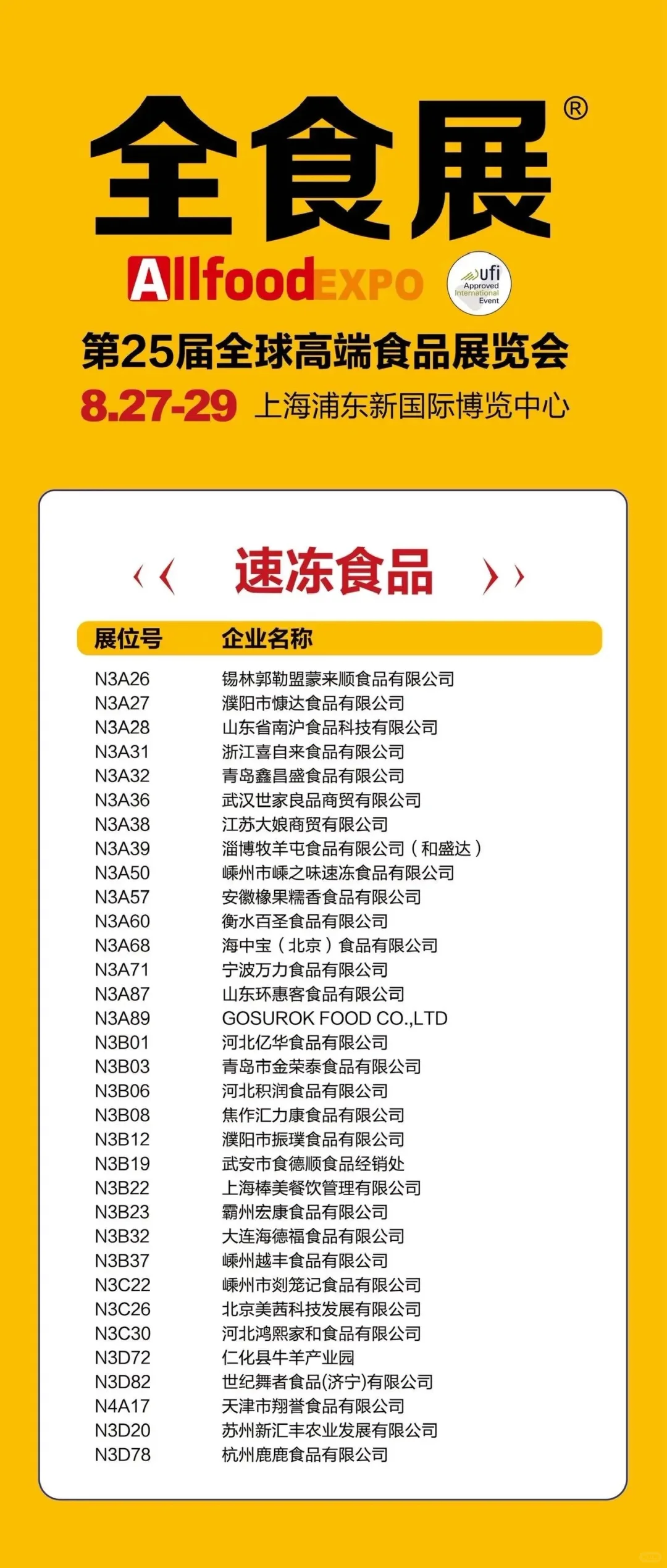 上海全食展参展商名录