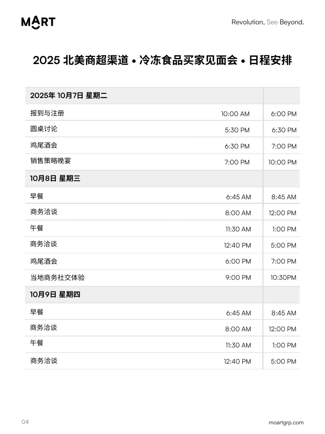 10月 · 美国买家见面会 · 各类冷冻柜食品
