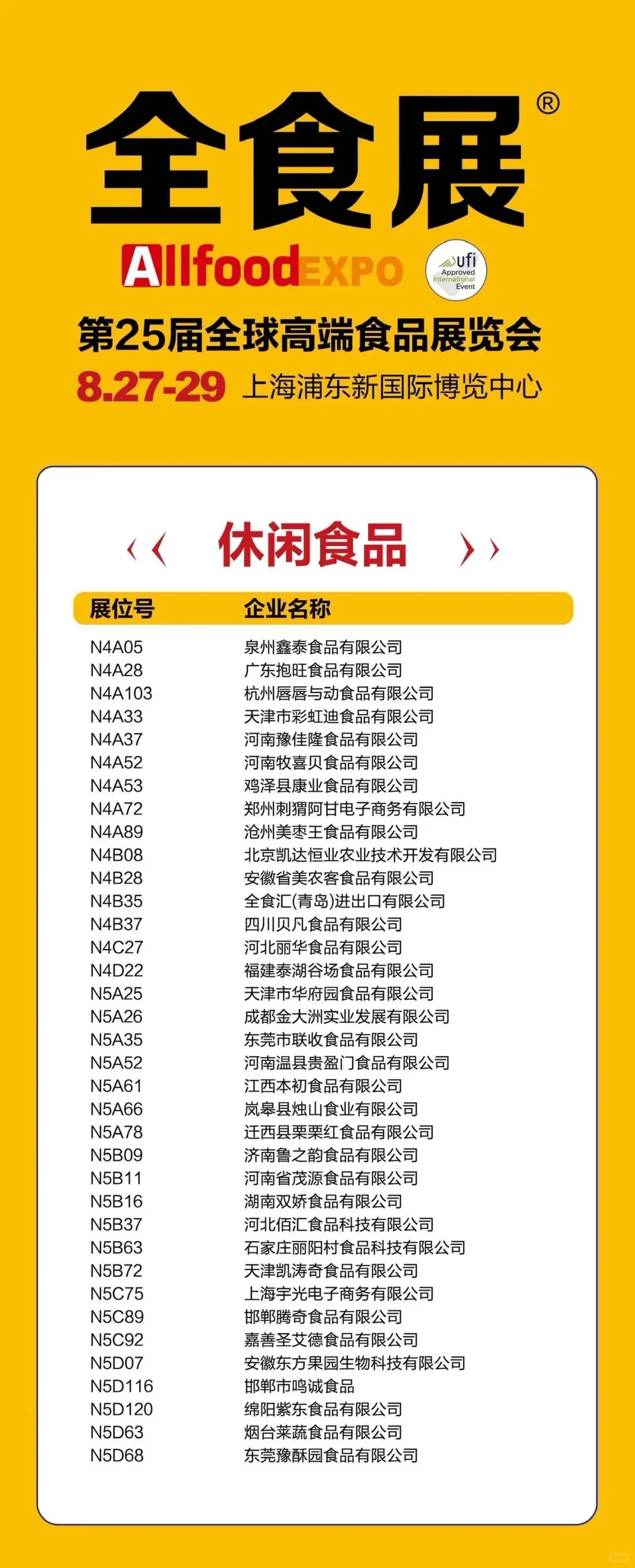 上海全食展参展商名录