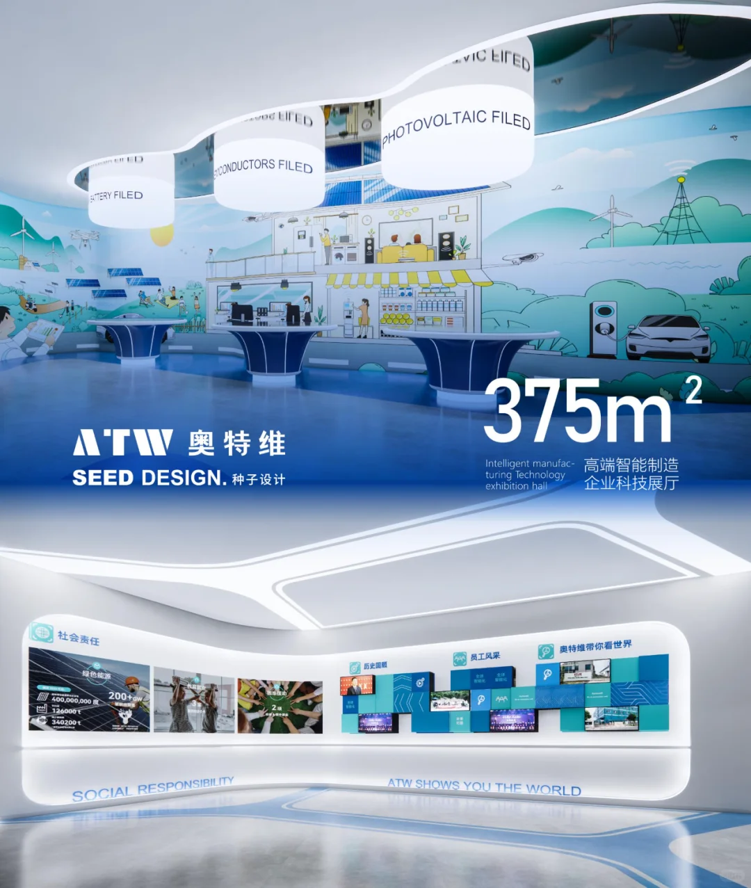 企业展厅设计|奥特维科技感展厅设计