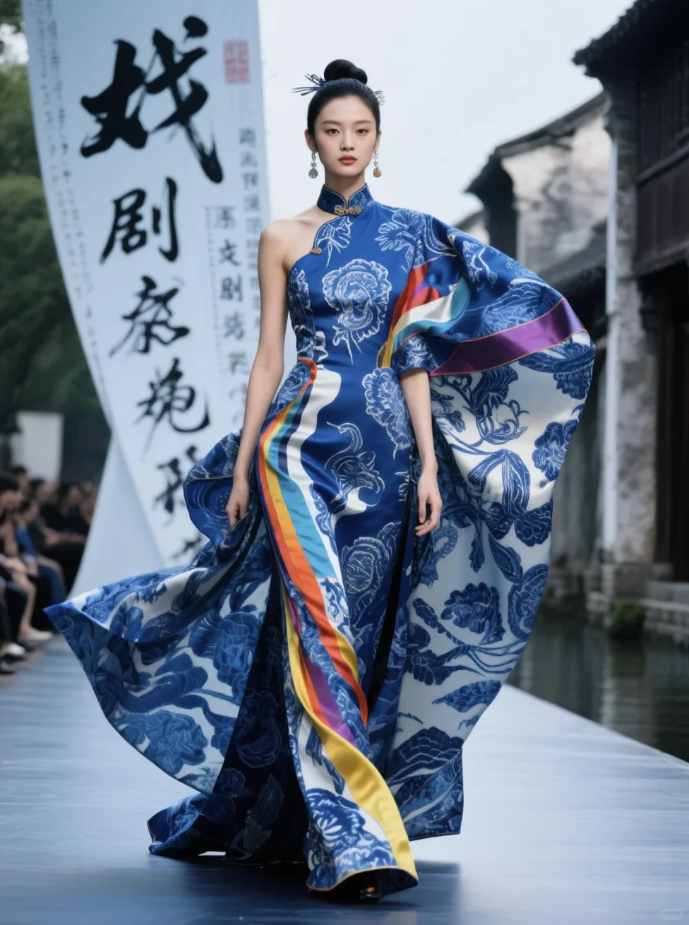 AI时装秀|非遗蓝印花布系列