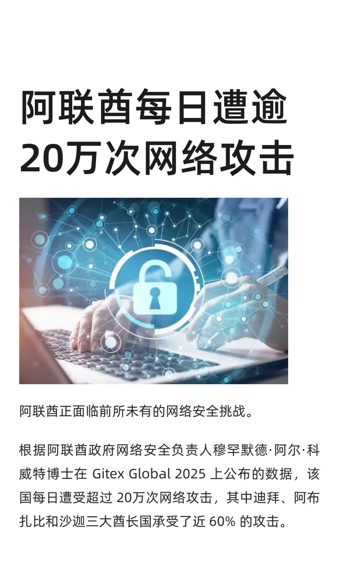 阿联酋每日遭逾20万次网络攻击