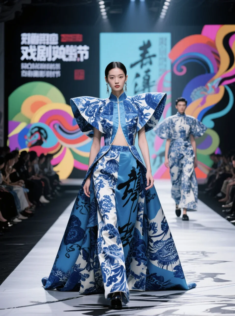 AI时装秀|非遗蓝印花布系列