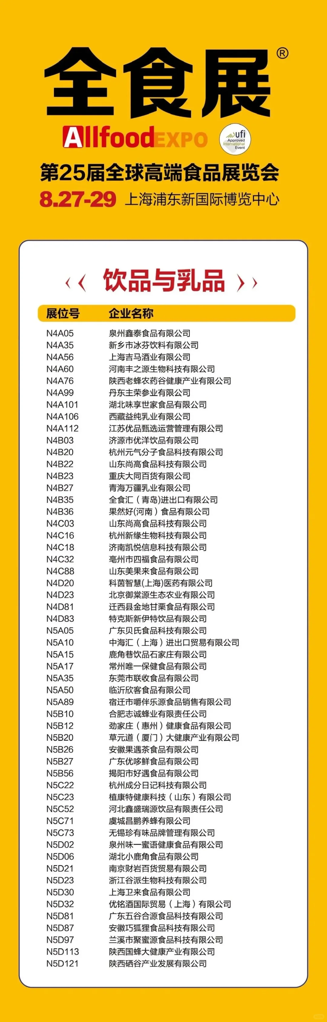 上海全食展参展商名录