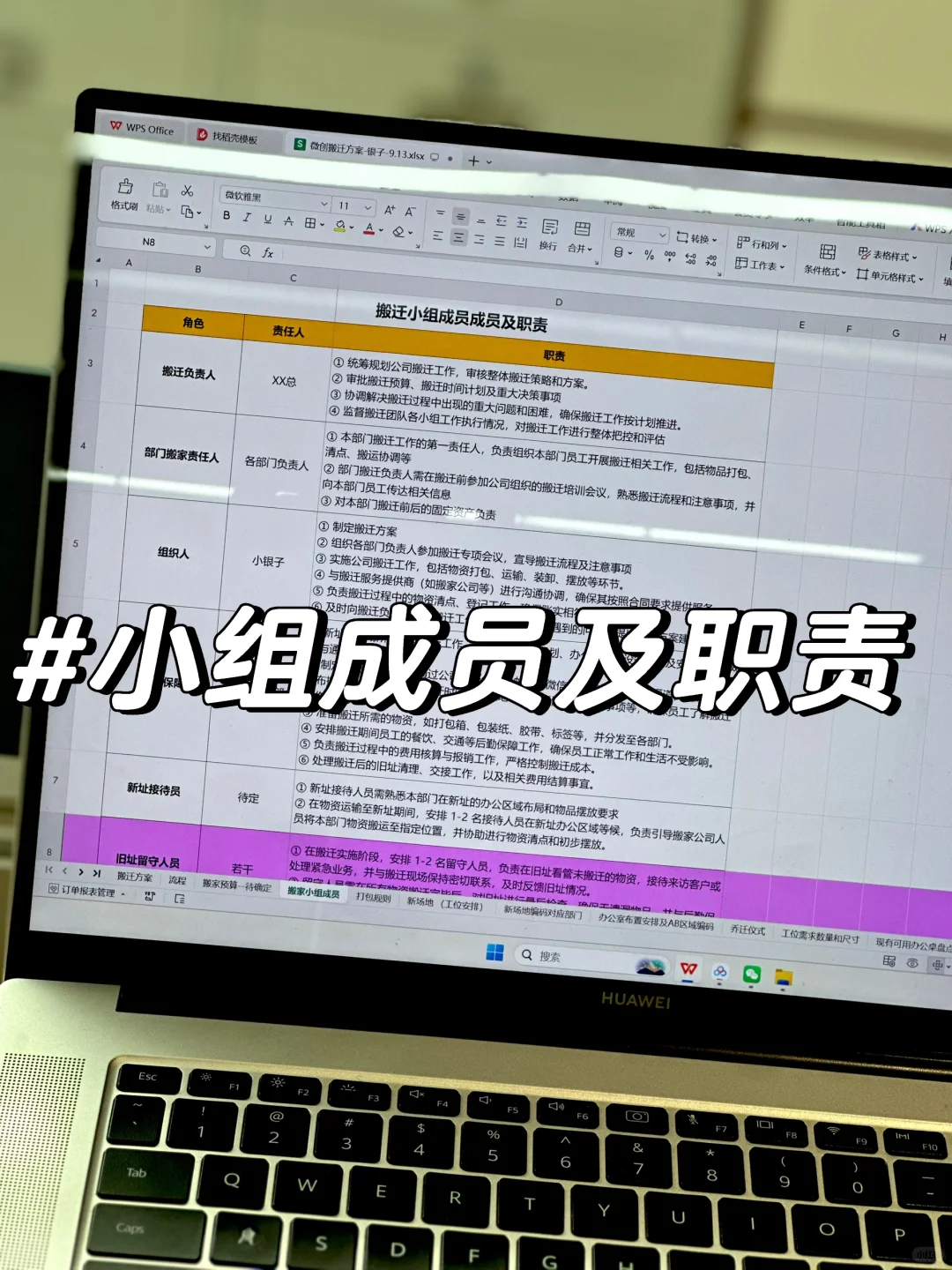 召开搬迁专题会议：成立搬迁小组，责任划分