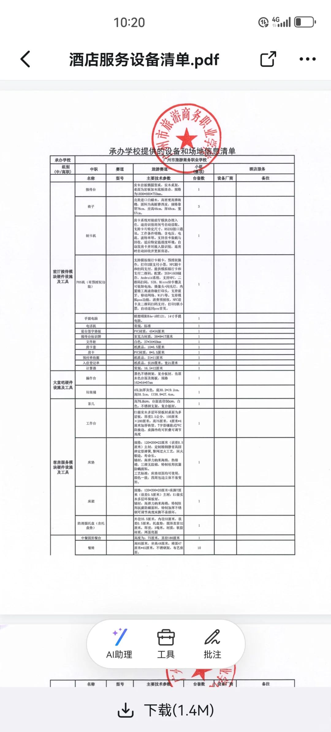 部分世界职业院校技能大赛设备清单