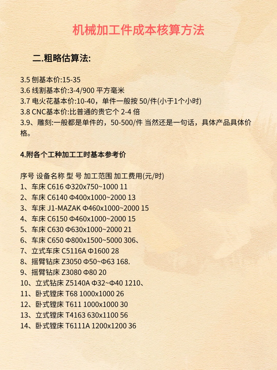 机械加工件成本核算方法，整理的太全啦