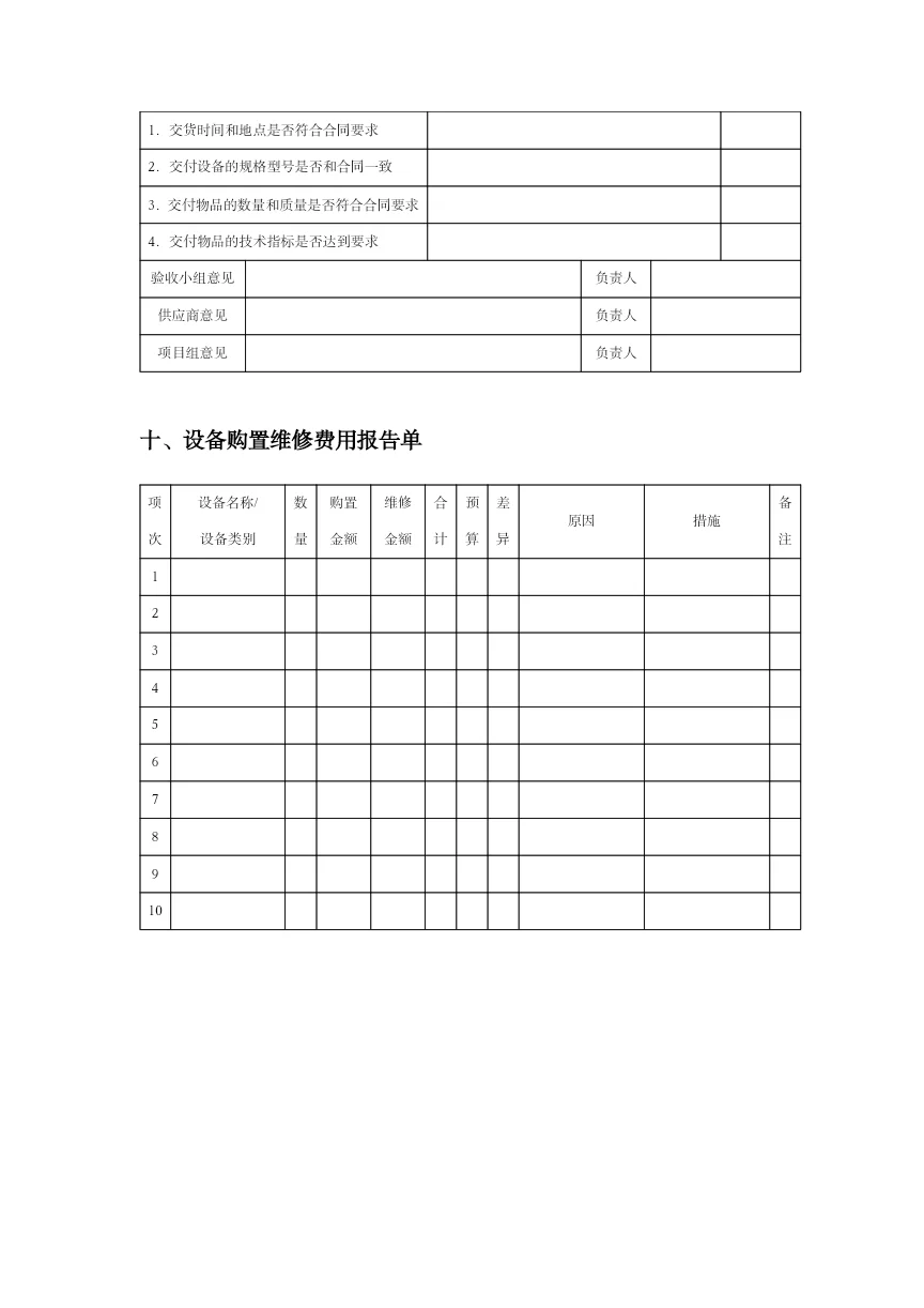 设备采购管理表格