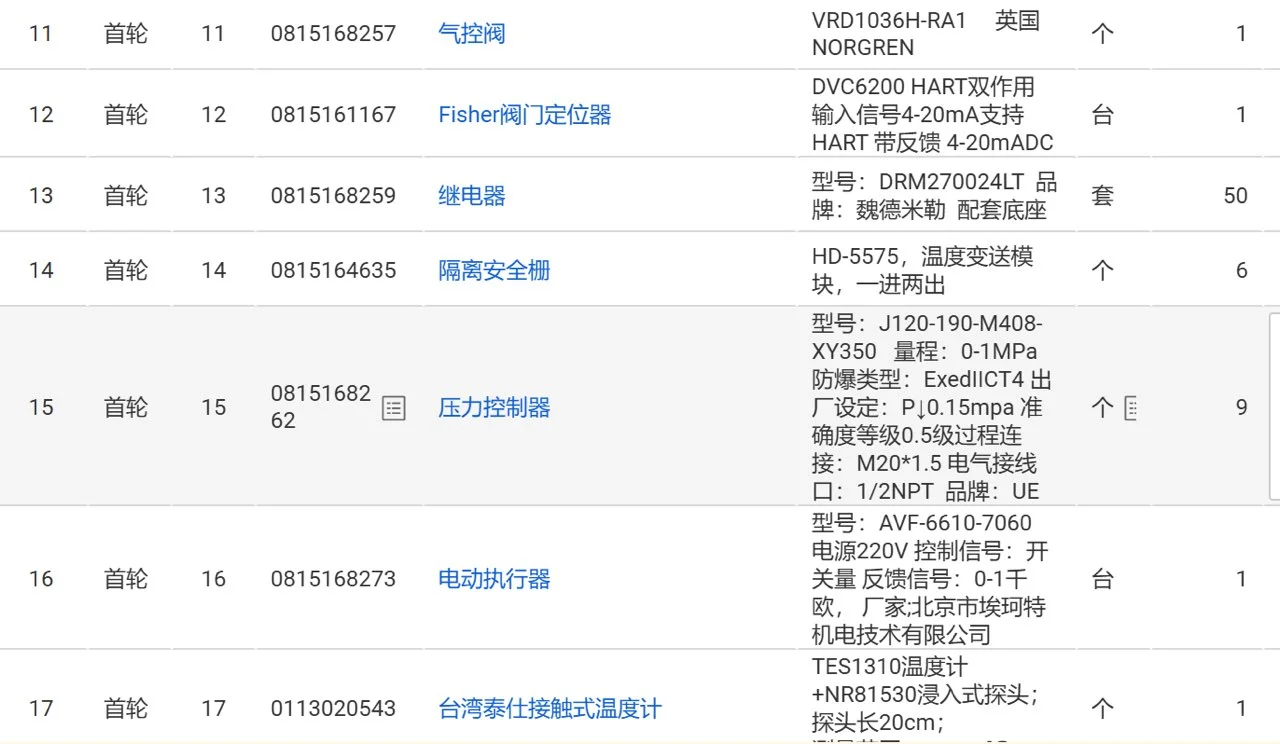 阀门实单采购信息