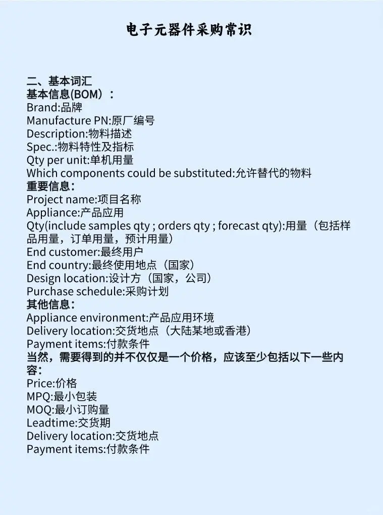 电子元器件采购常识