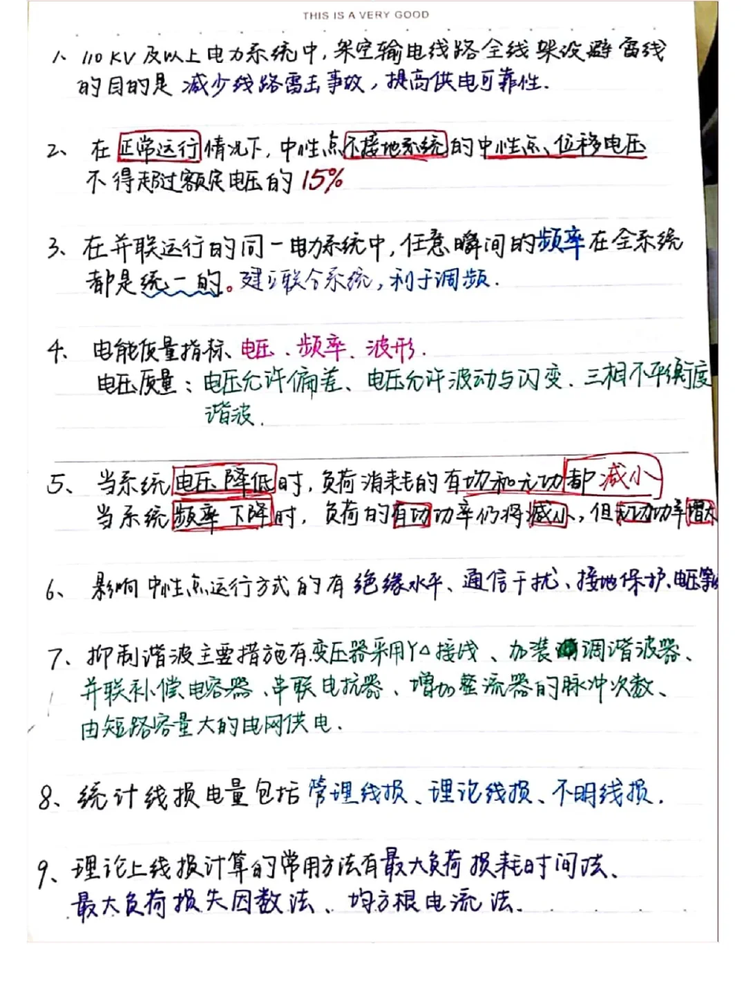 国网电力系统分析手写笔记总结（只写重点）
