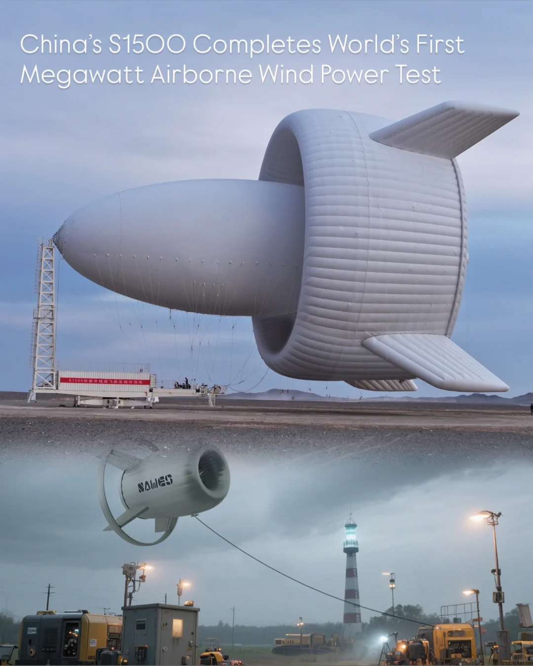 全球首台兆瓦级浮空风电系统试飞成功!