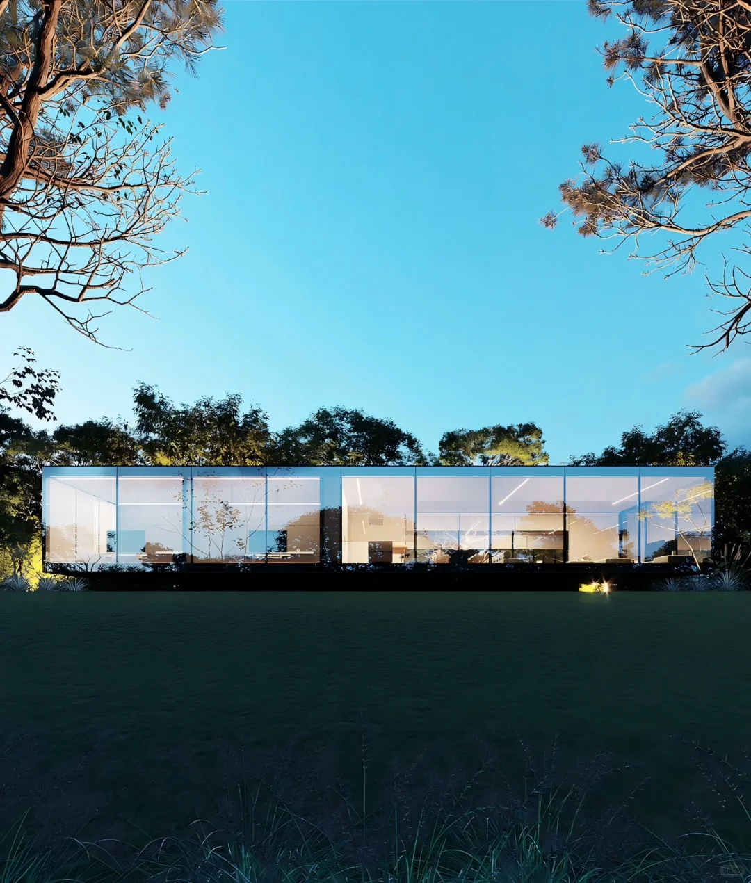 建筑住宅分享｜超极简玻璃梦幻房