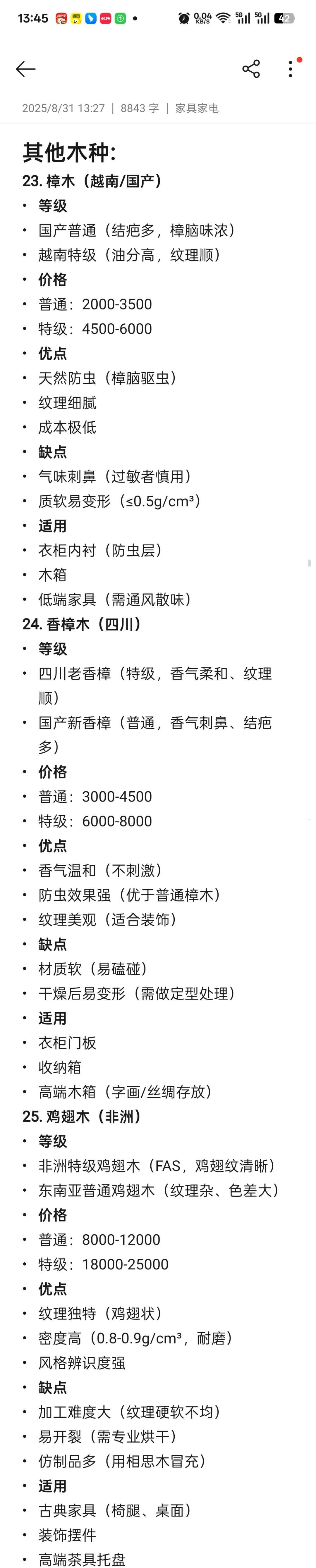 不同价位实木家具木材分级解析