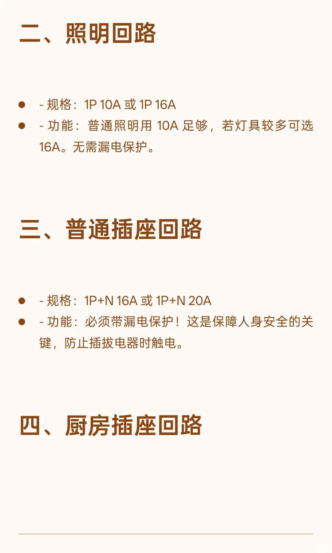 家用断路器配置清单