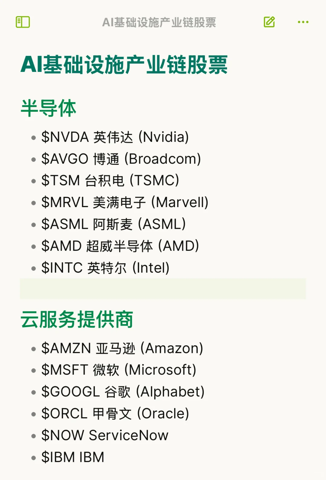 AI基础设施热门股票汇总