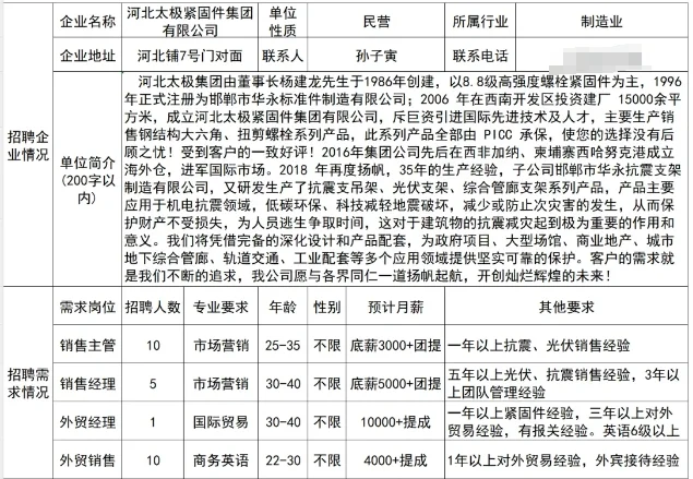 邯郸永年名企招聘