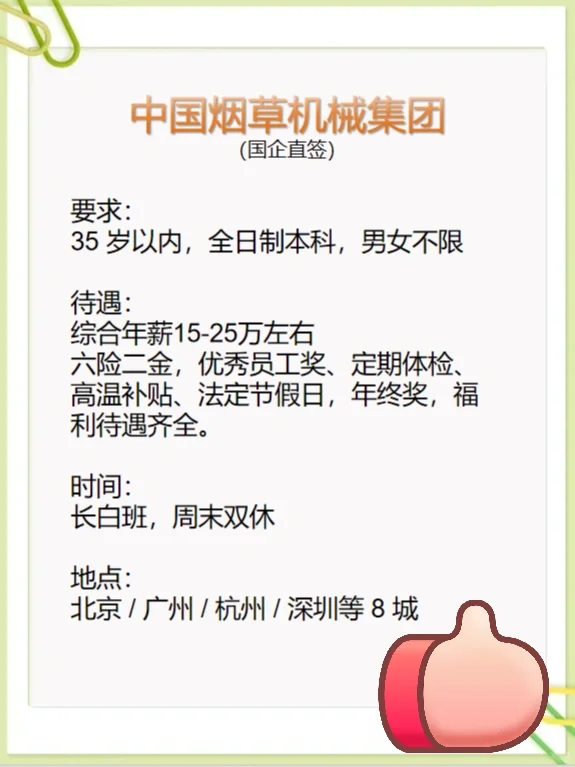 中国烟草机械集团招聘来啦！?