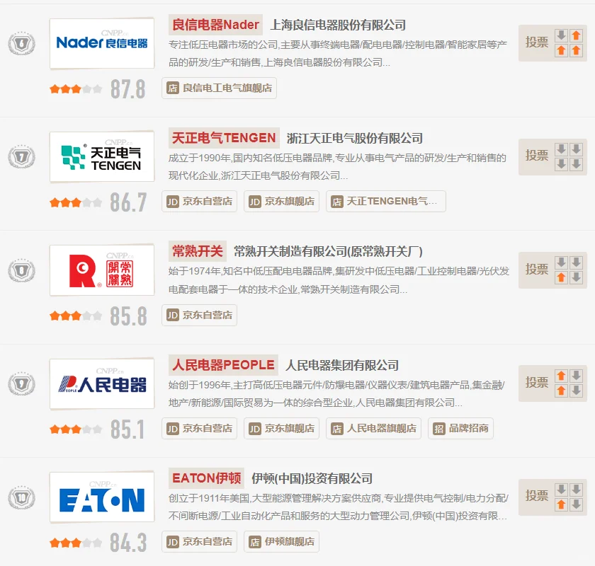 低压电器十大品牌排行榜