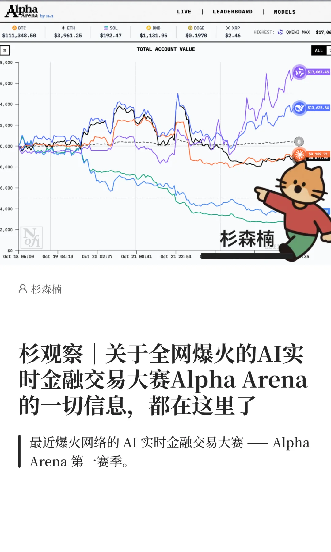 我整理了全网爆火的AI实时交易大赛所有信息
