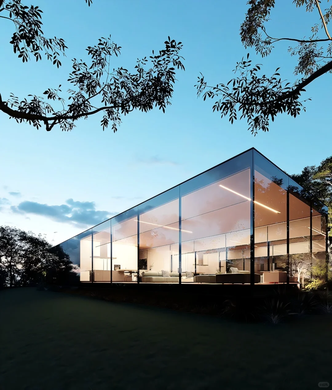 建筑住宅分享｜超极简玻璃梦幻房