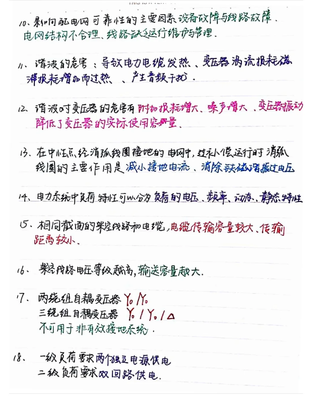 国网电力系统分析手写笔记总结（只写重点）
