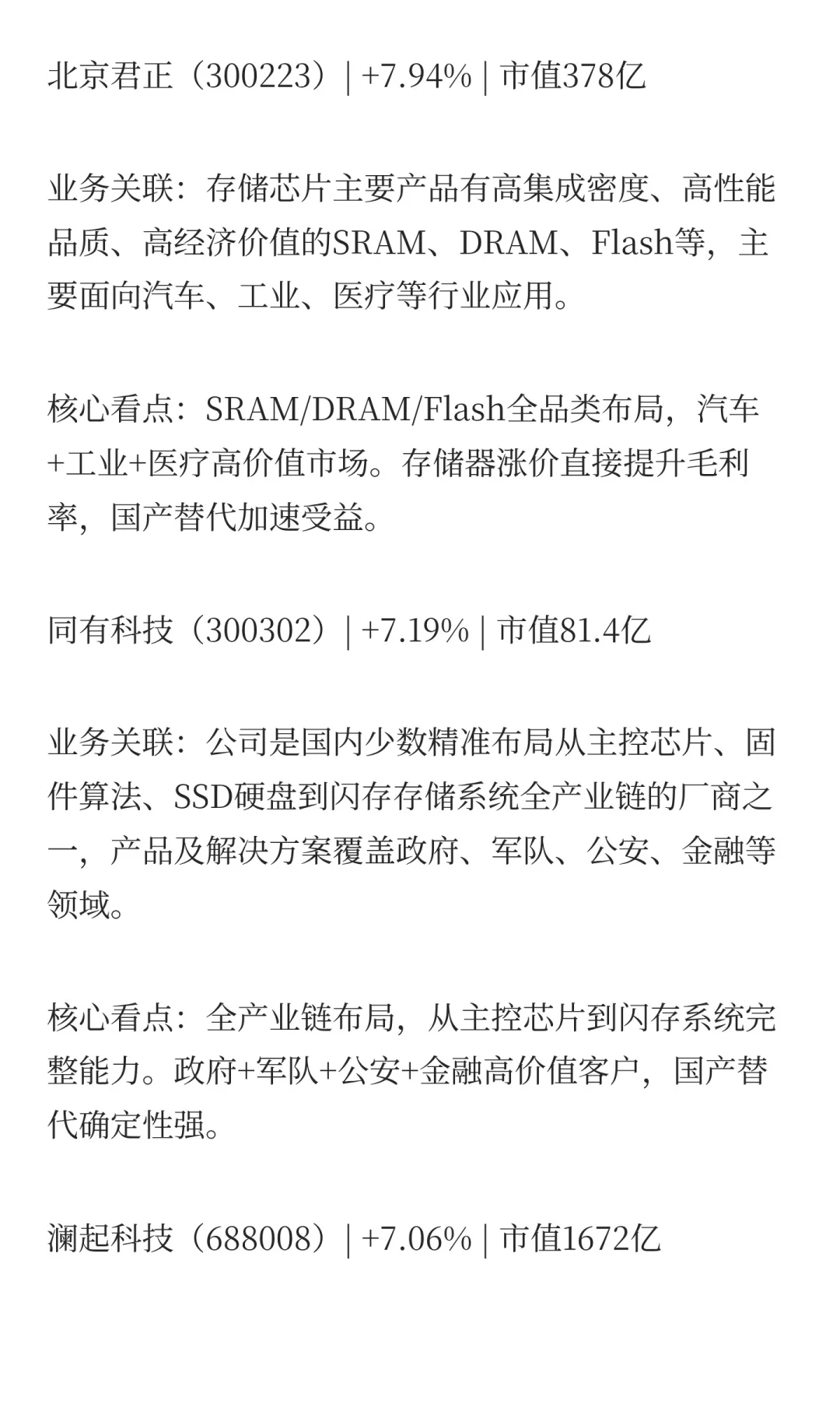 ?存储器暴涨30%!12只受益股完整名单!
