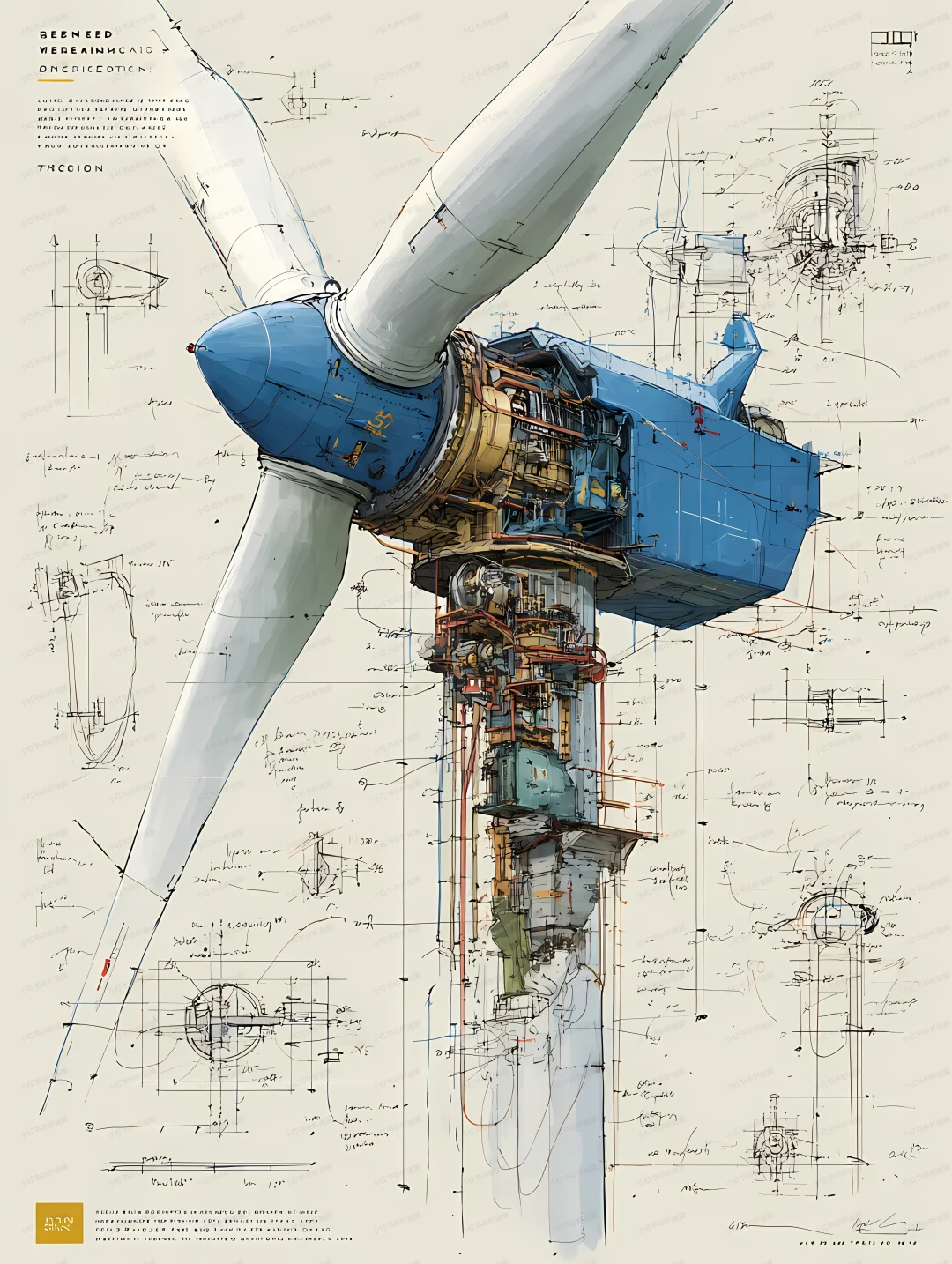 风力发电机分解图|提示词分享