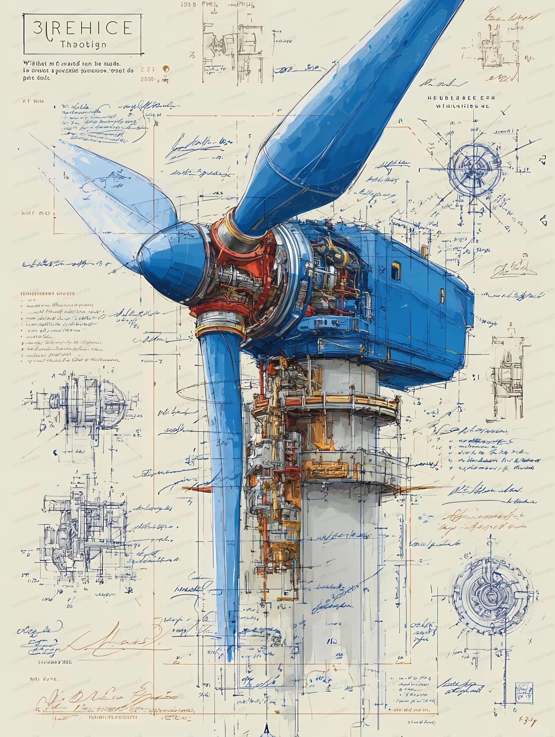 风力发电机分解图|提示词分享
