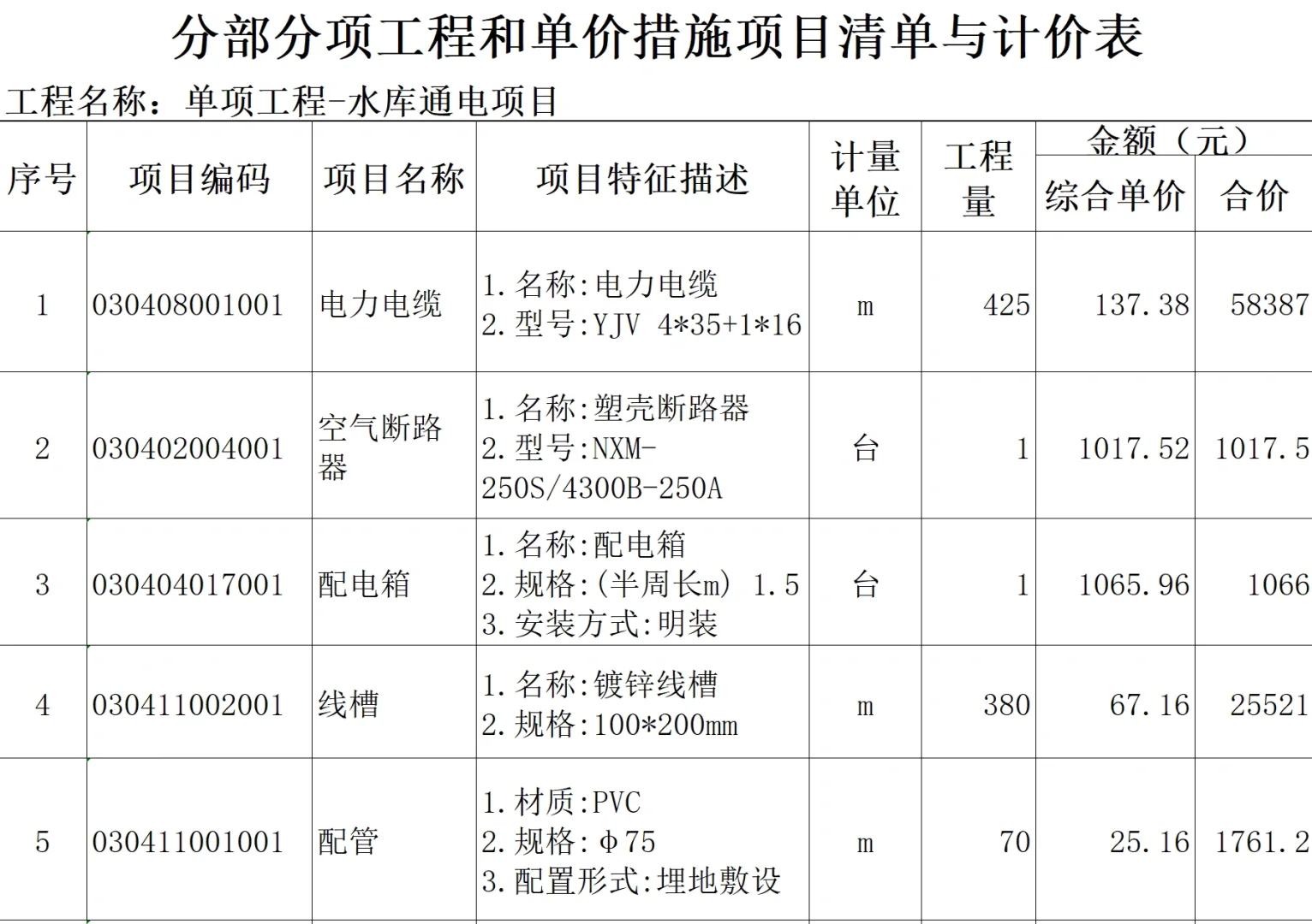 水库电气工程～数据?参考