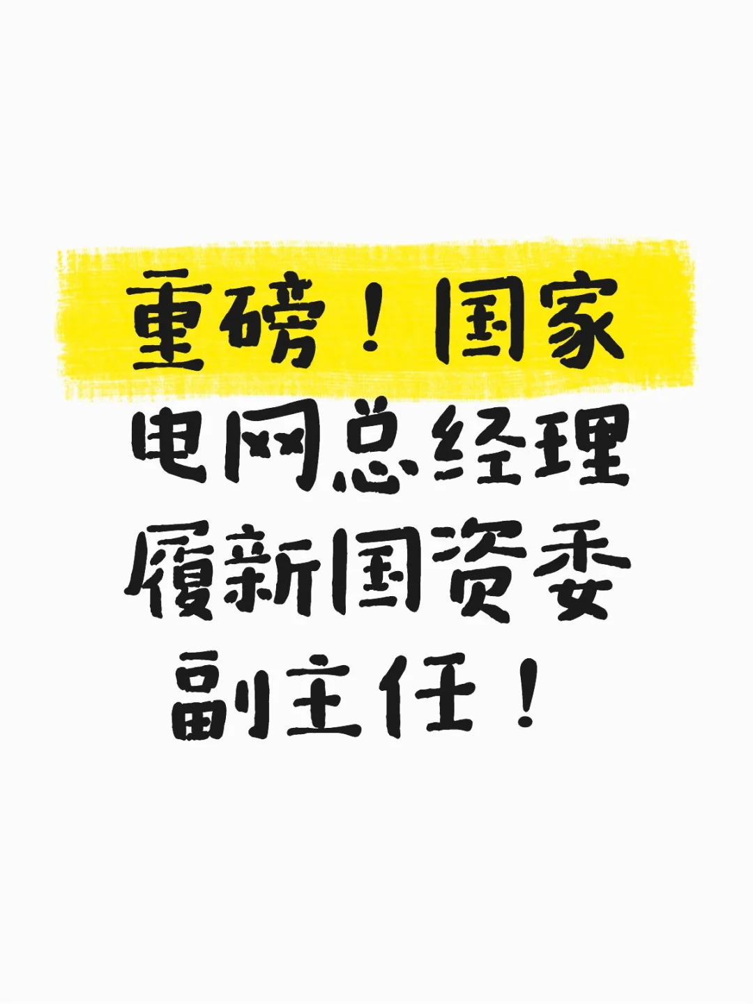 重磅！国家电网总经理履新国资委副主任！