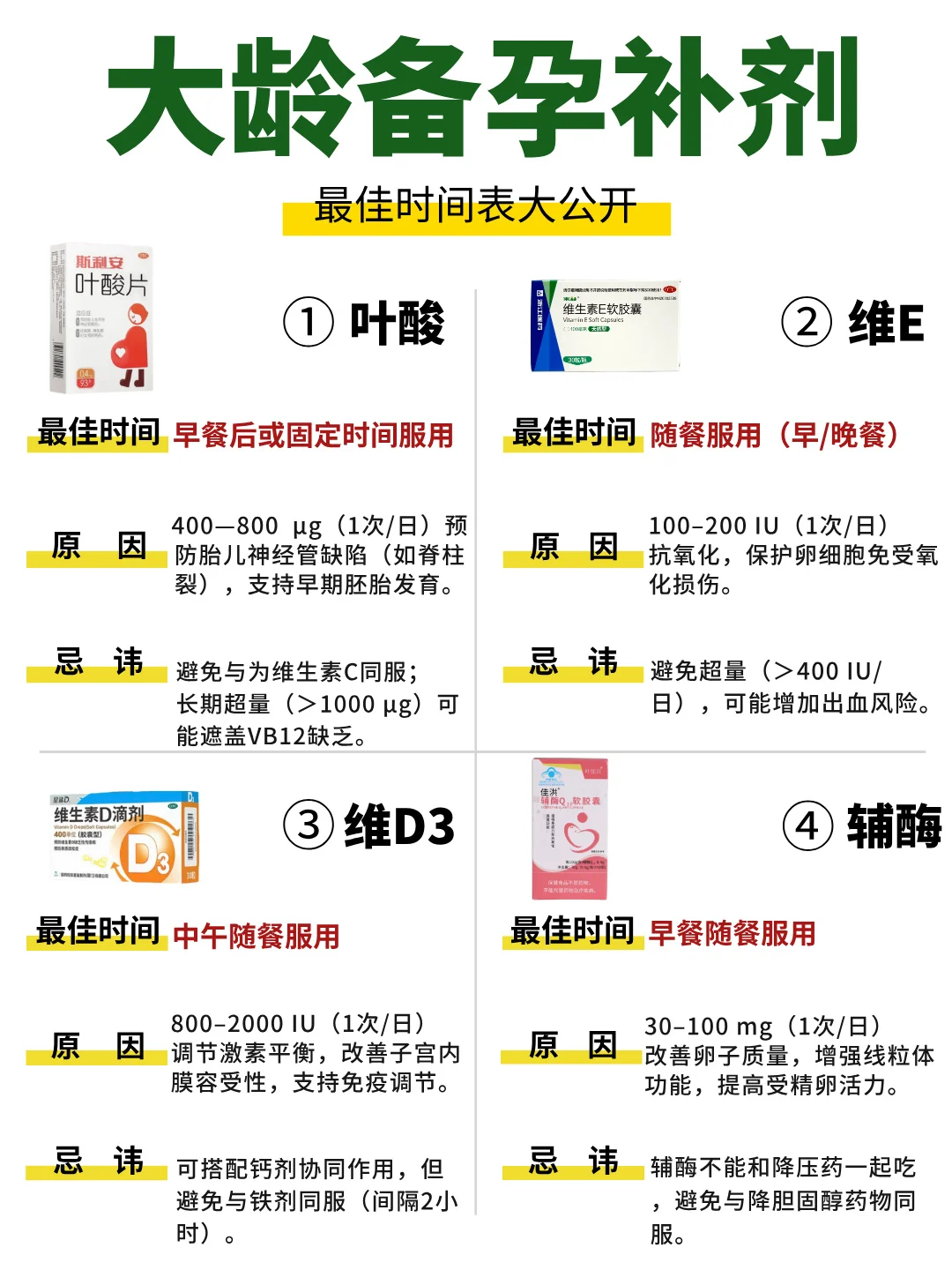 大龄备孕补剂什么时间吃最好