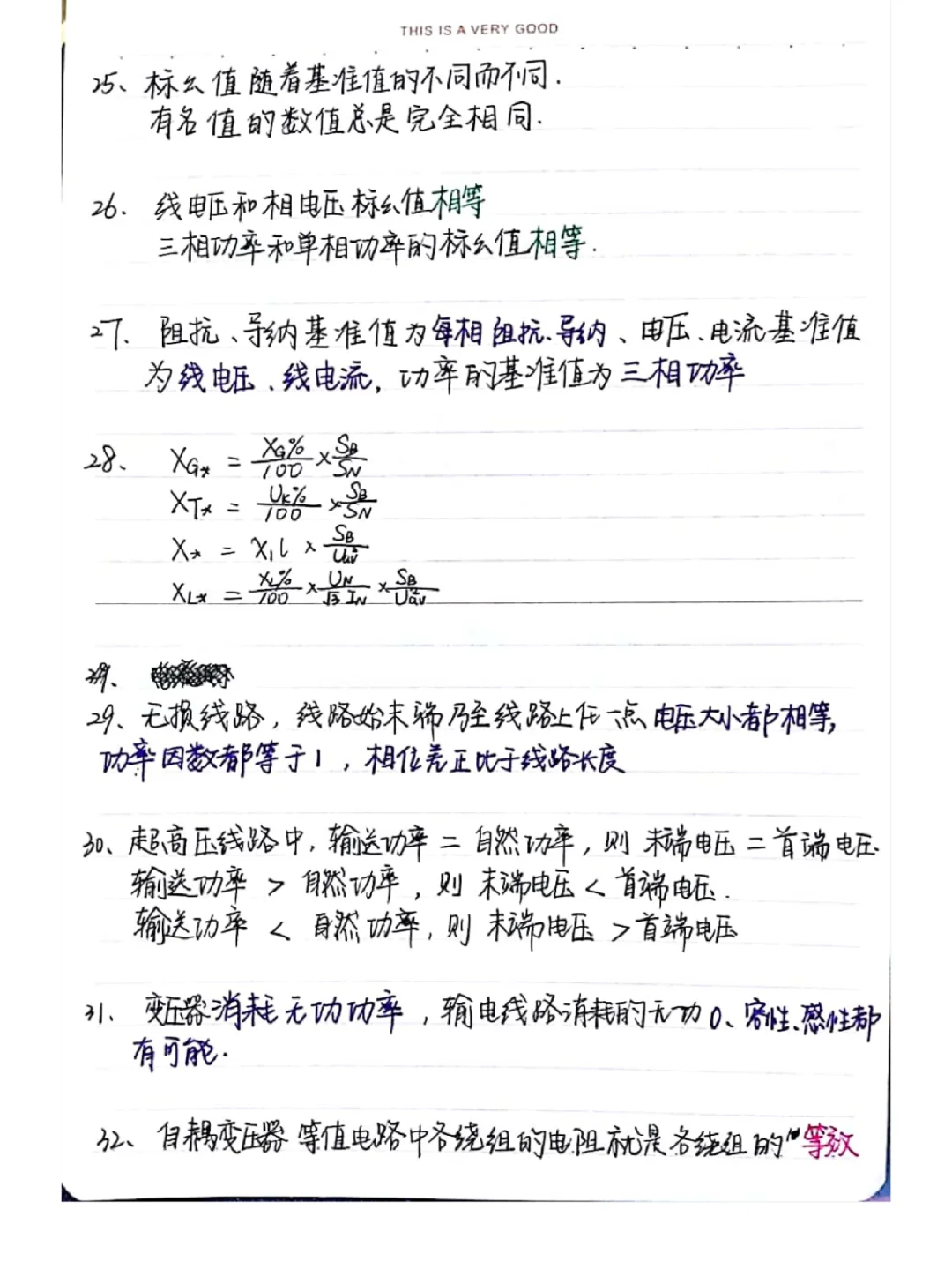 国网电力系统分析手写笔记总结（只写重点）