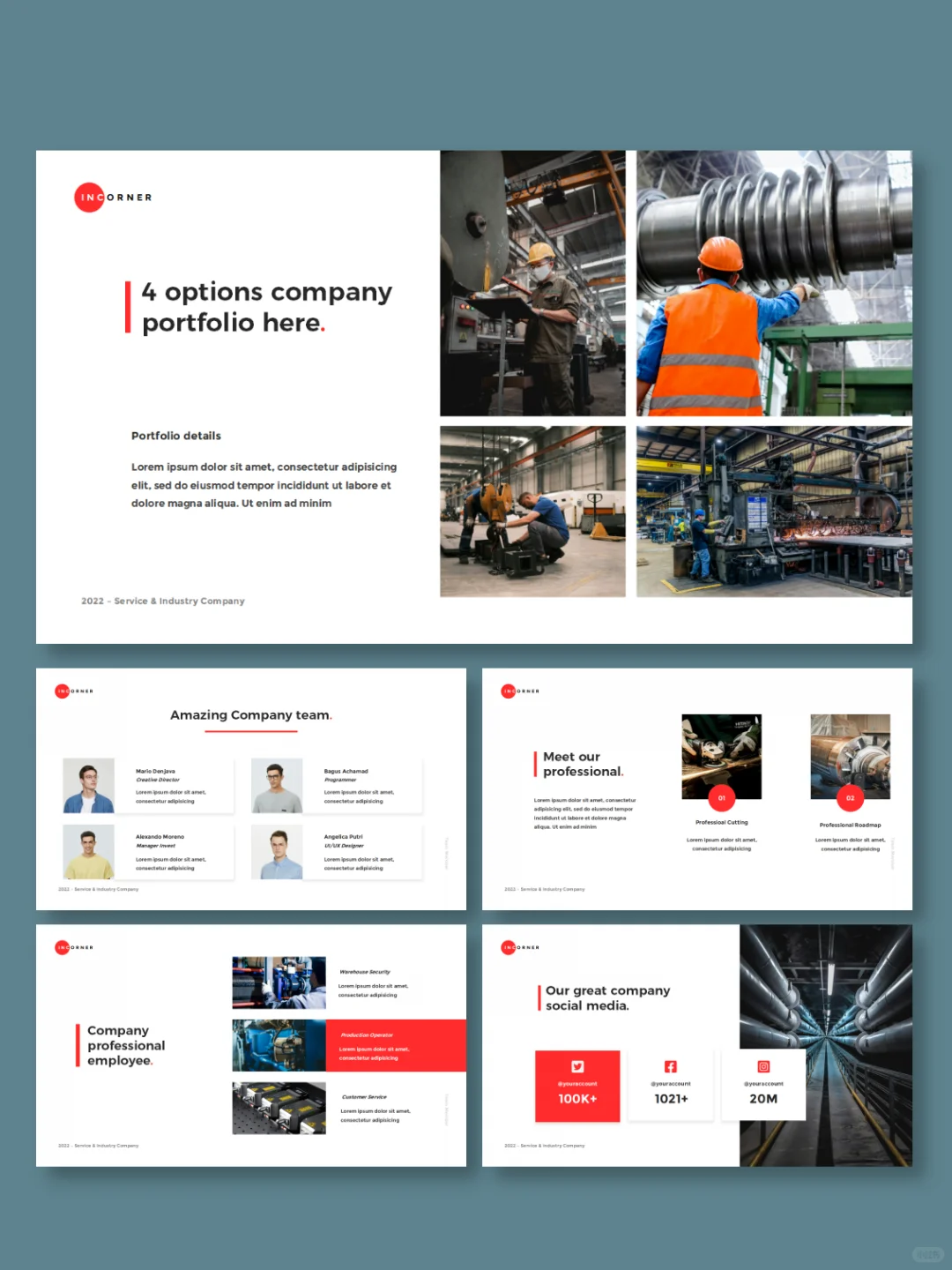 高端简约红色工业制造工厂介绍商务PPT模板