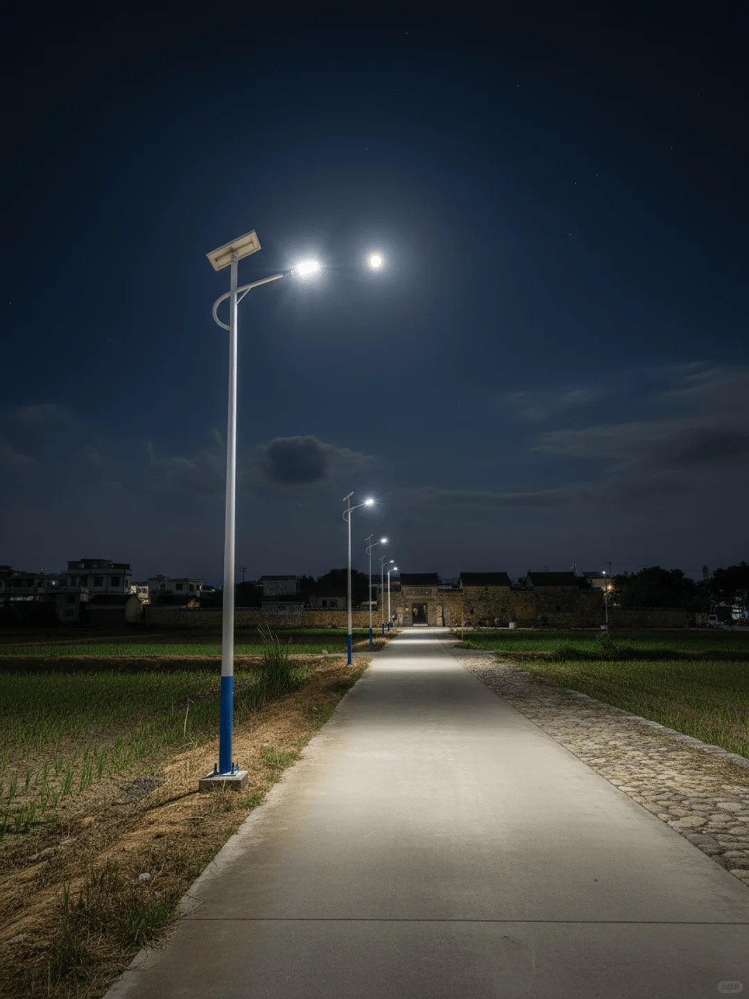 太阳能路灯在沿海村落零布线快速安装方案