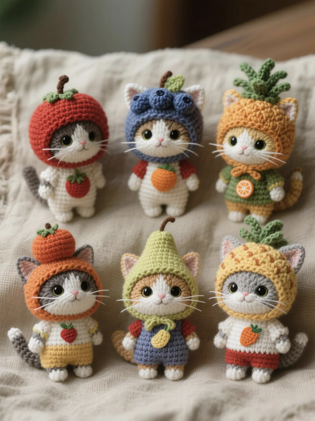 每天一个设计—水果帽子猫猫钩织