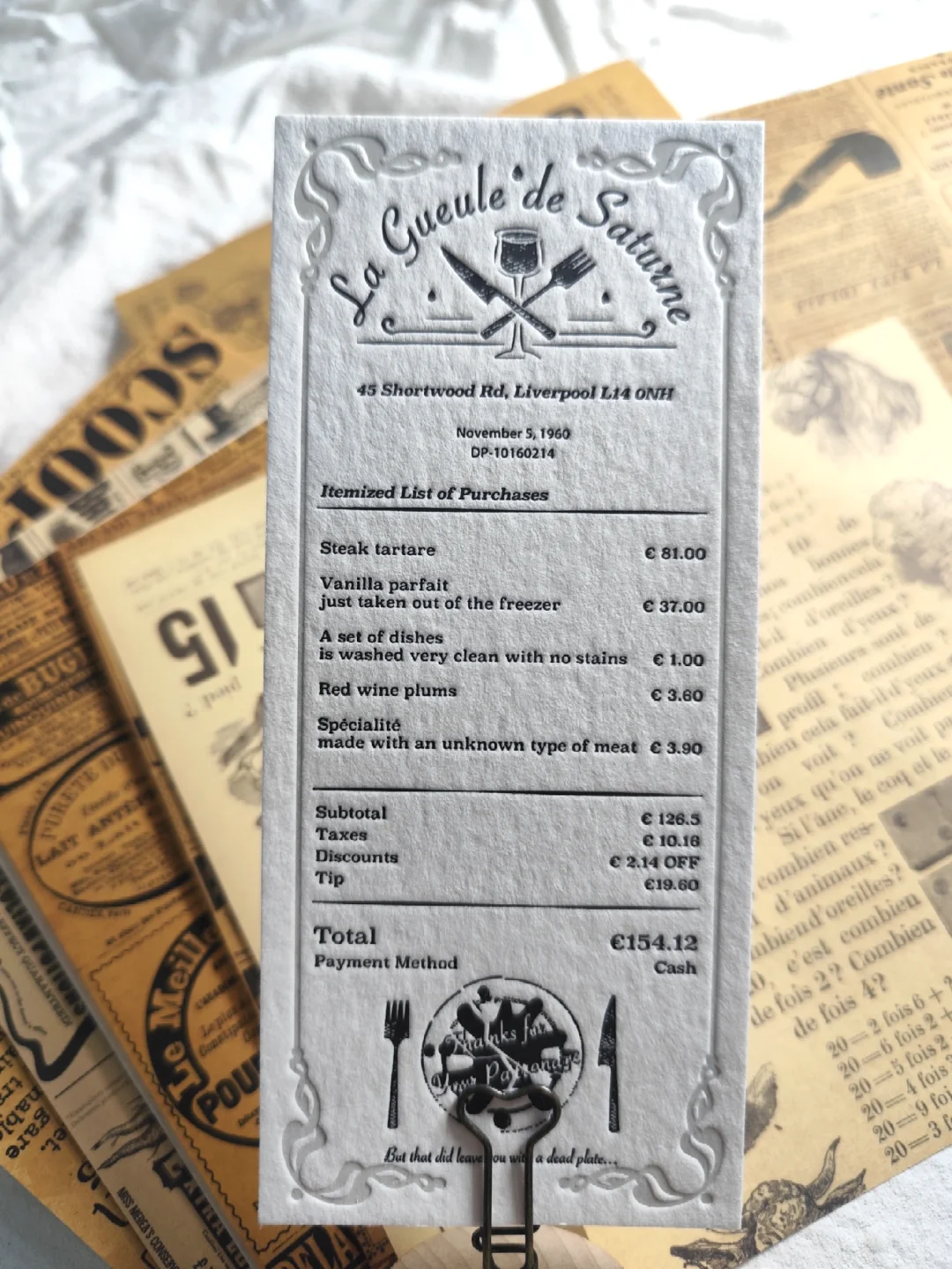 客订|活版印刷小票