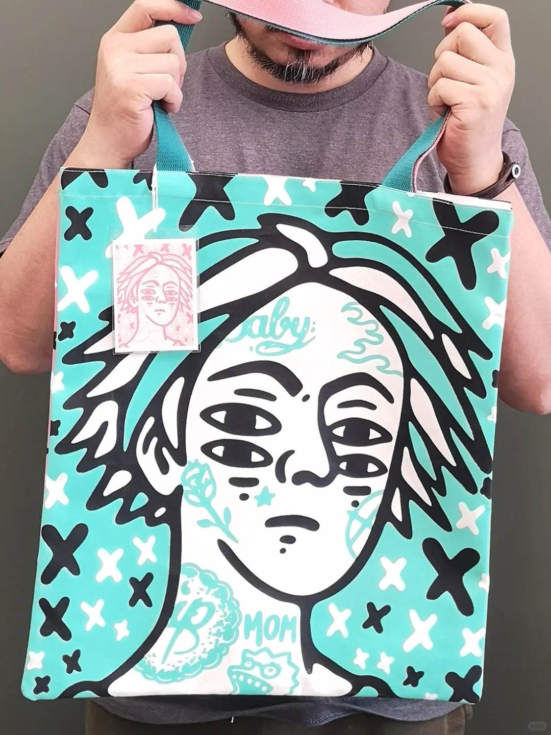 满幅双面双色手工丝网帆布袋印制完成