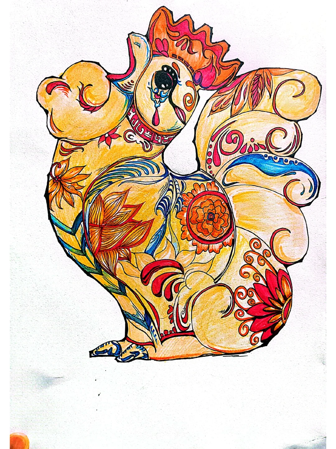 “凤翔鸡生肖泥塑平面化创意”