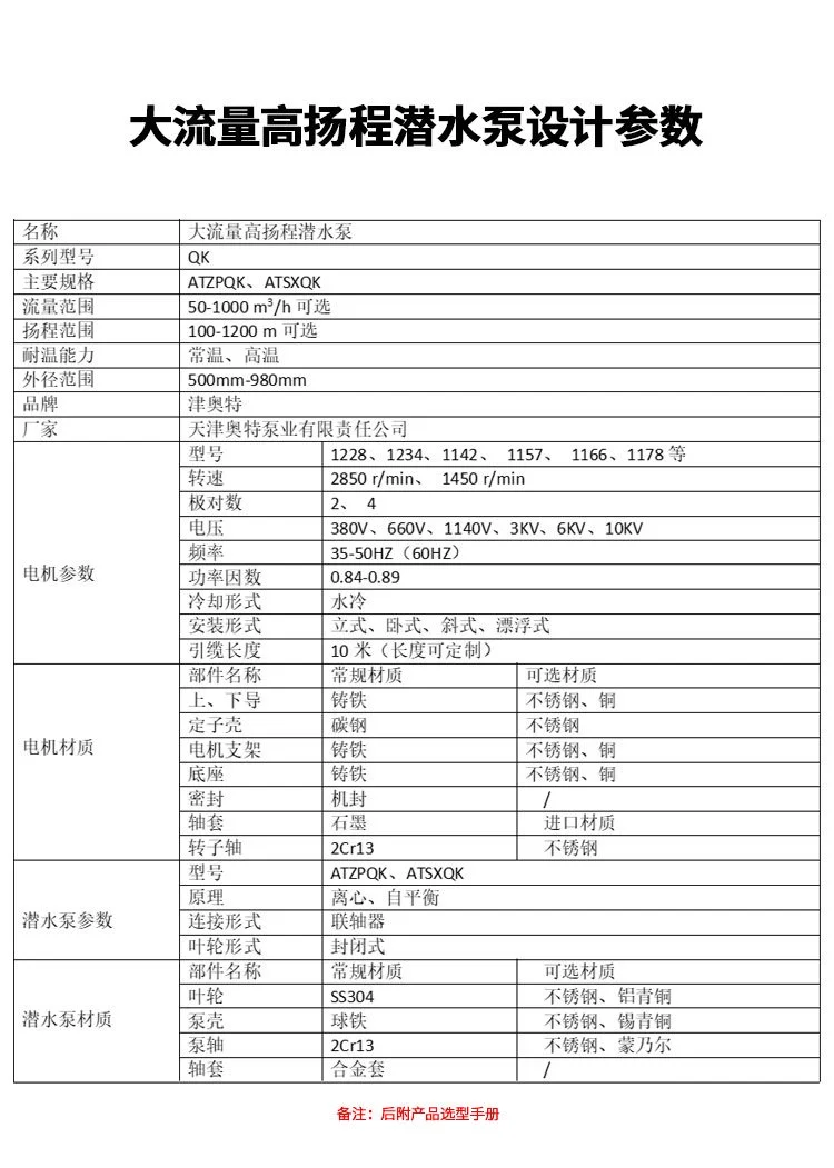 大流量高扬程潜水泵 单吸双吸 立式 卧式