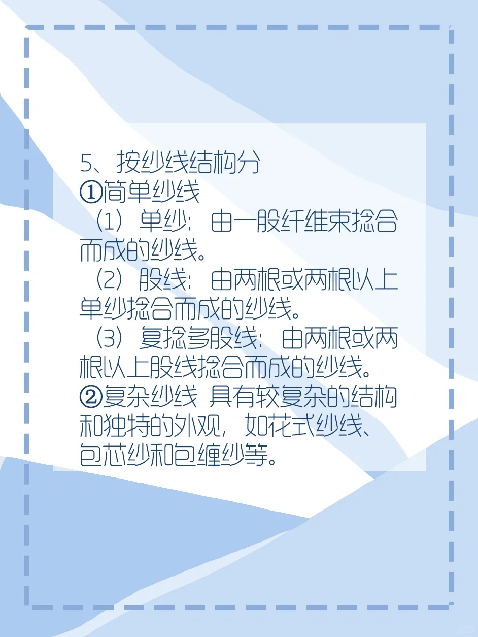 西美考研服装设计必考基础知识-6种纱线分类