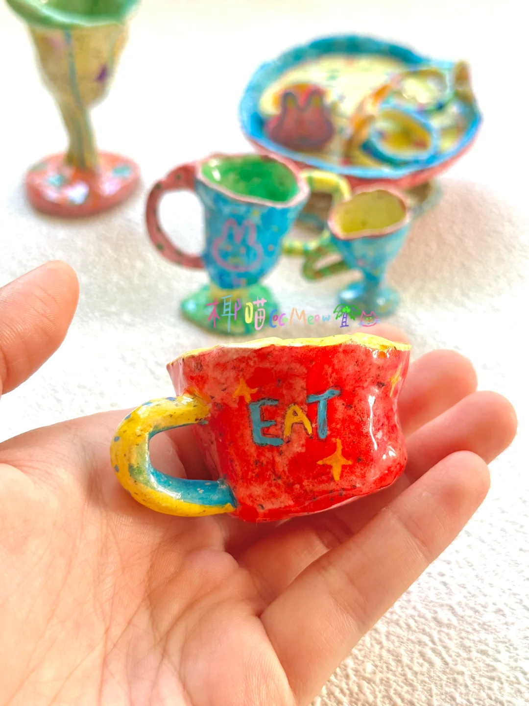 好喜欢捏泥巴❗我的黏土杯子们??