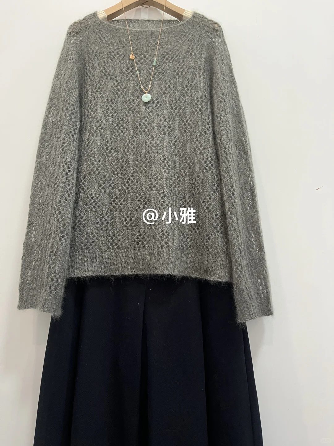浅秋/镂空花马海毛毛衣教程分享