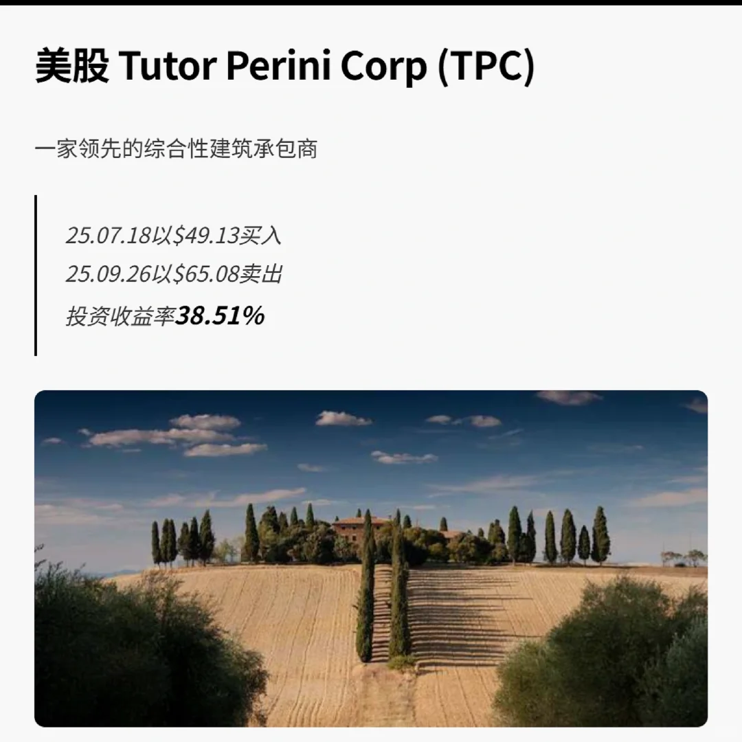 美股TPC 收益率38.51%