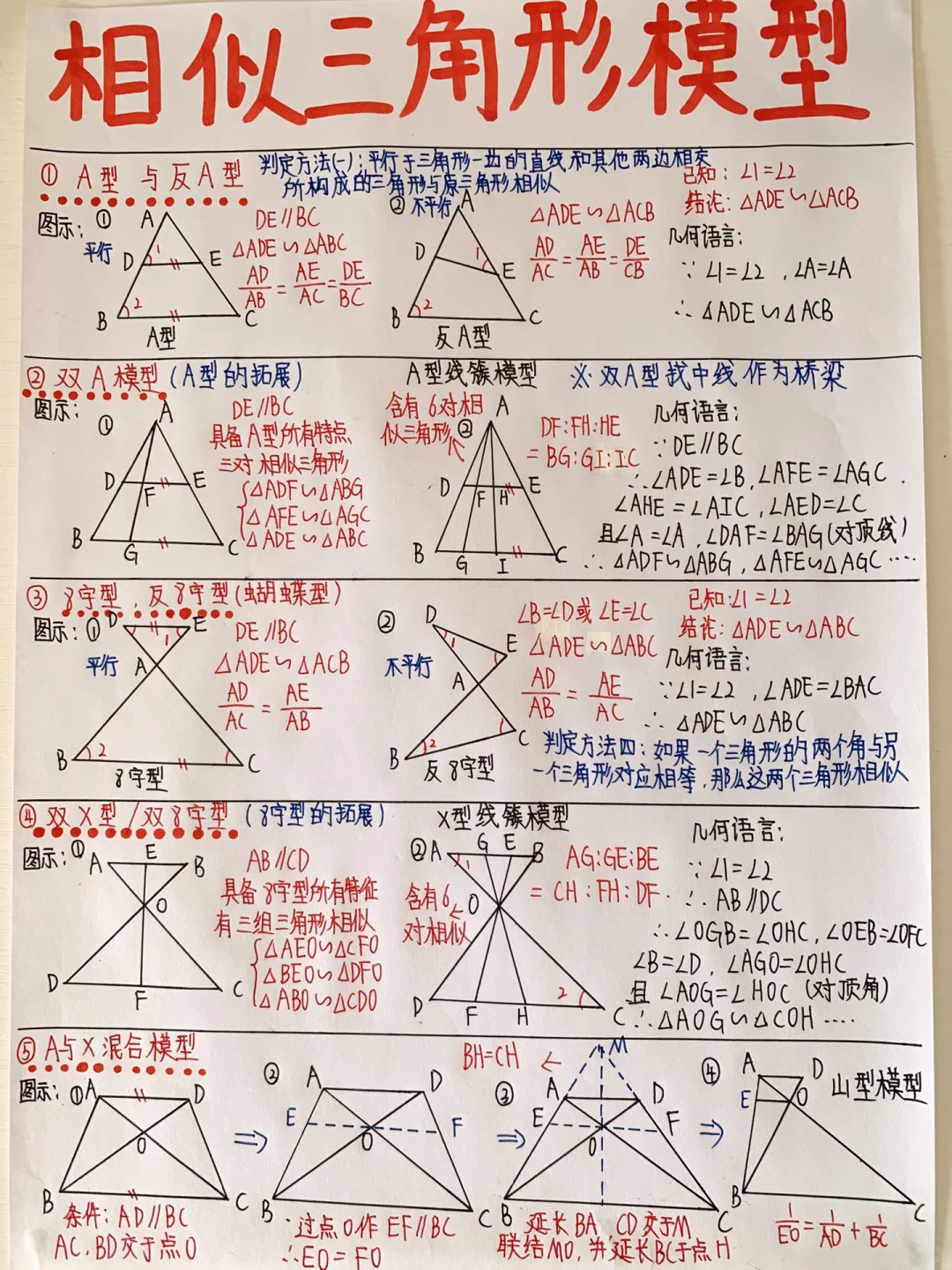 最全相似三角形模型！（手写不易）