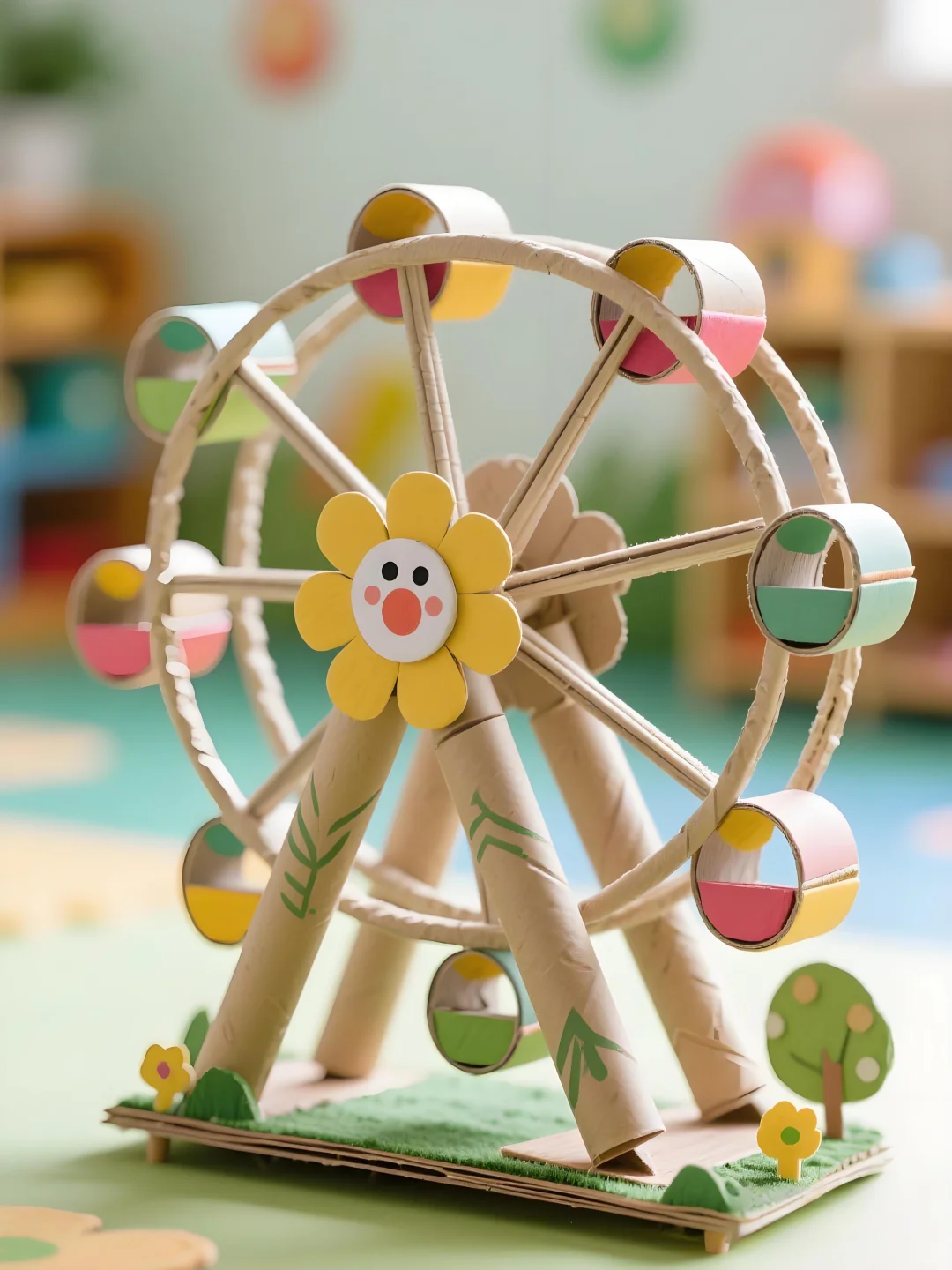 旧纸筒别扔，做个摩天轮吧?