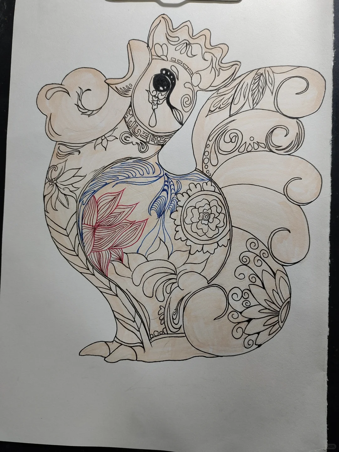 “凤翔鸡生肖泥塑平面化创意”